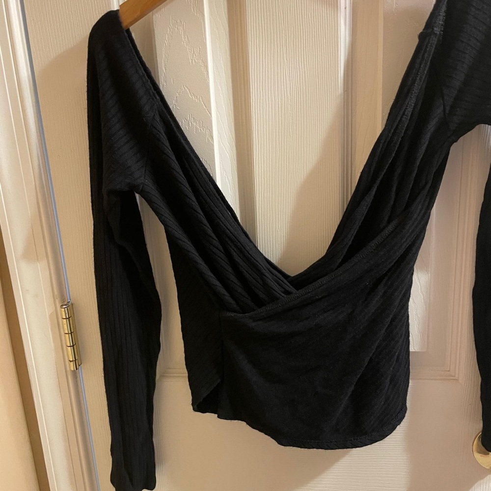 Reformation Black Wrap Shirt